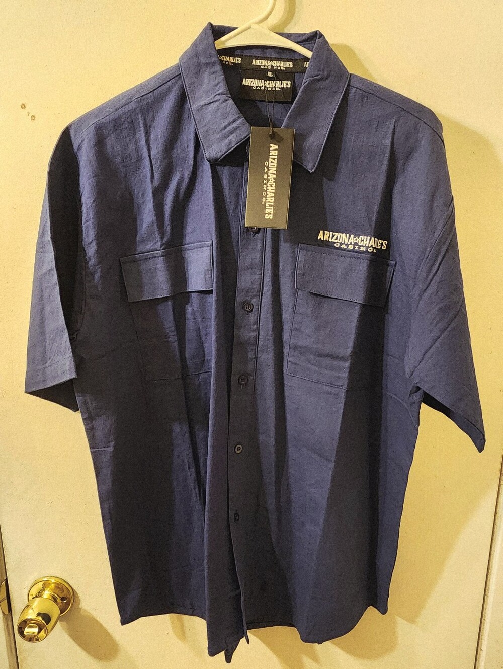 Arizona Charlie's Casino Company Navy Short-Sleeve Button-Down Work Shirt